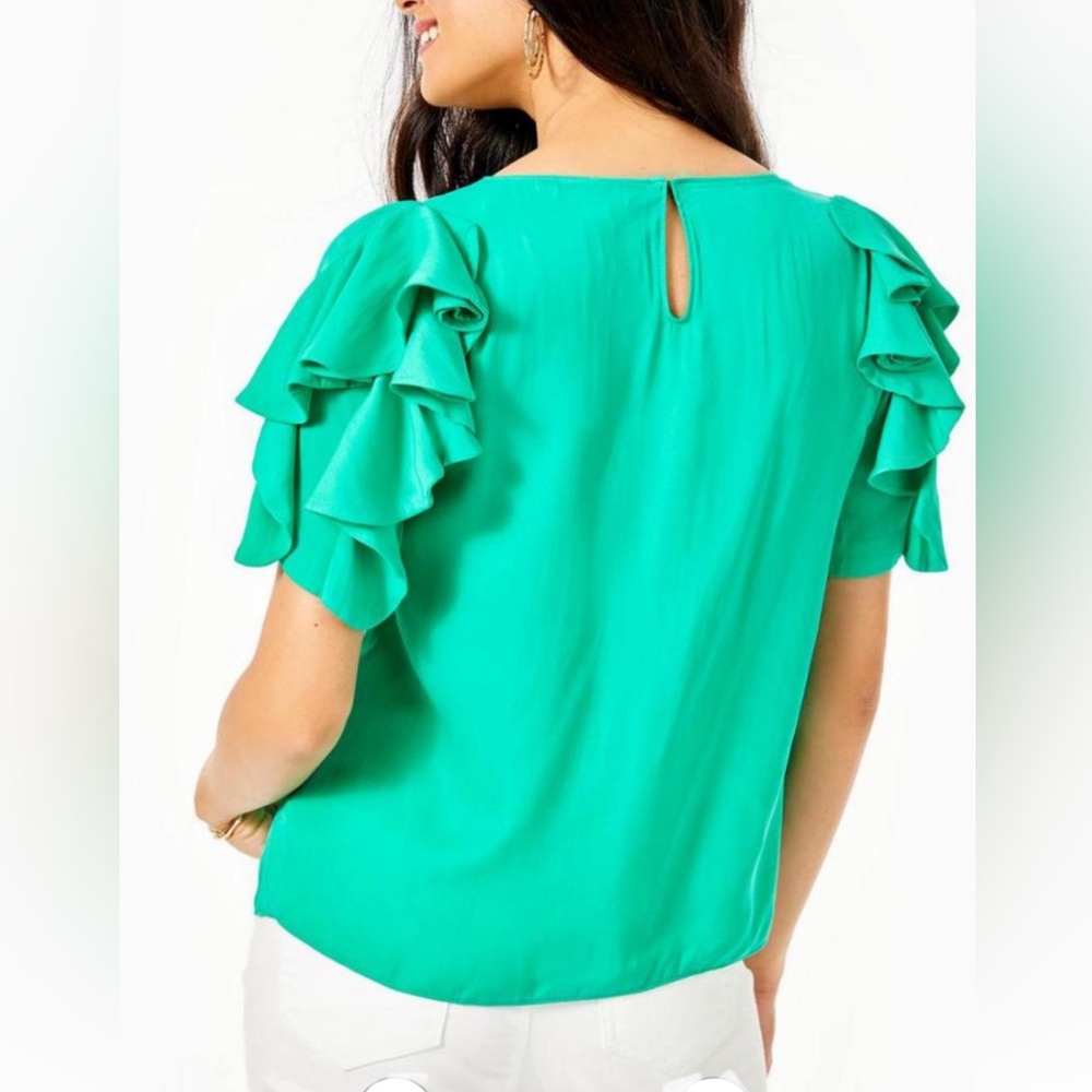 Lilly Ruffle Emerald Green π π - Picture 2 of 5